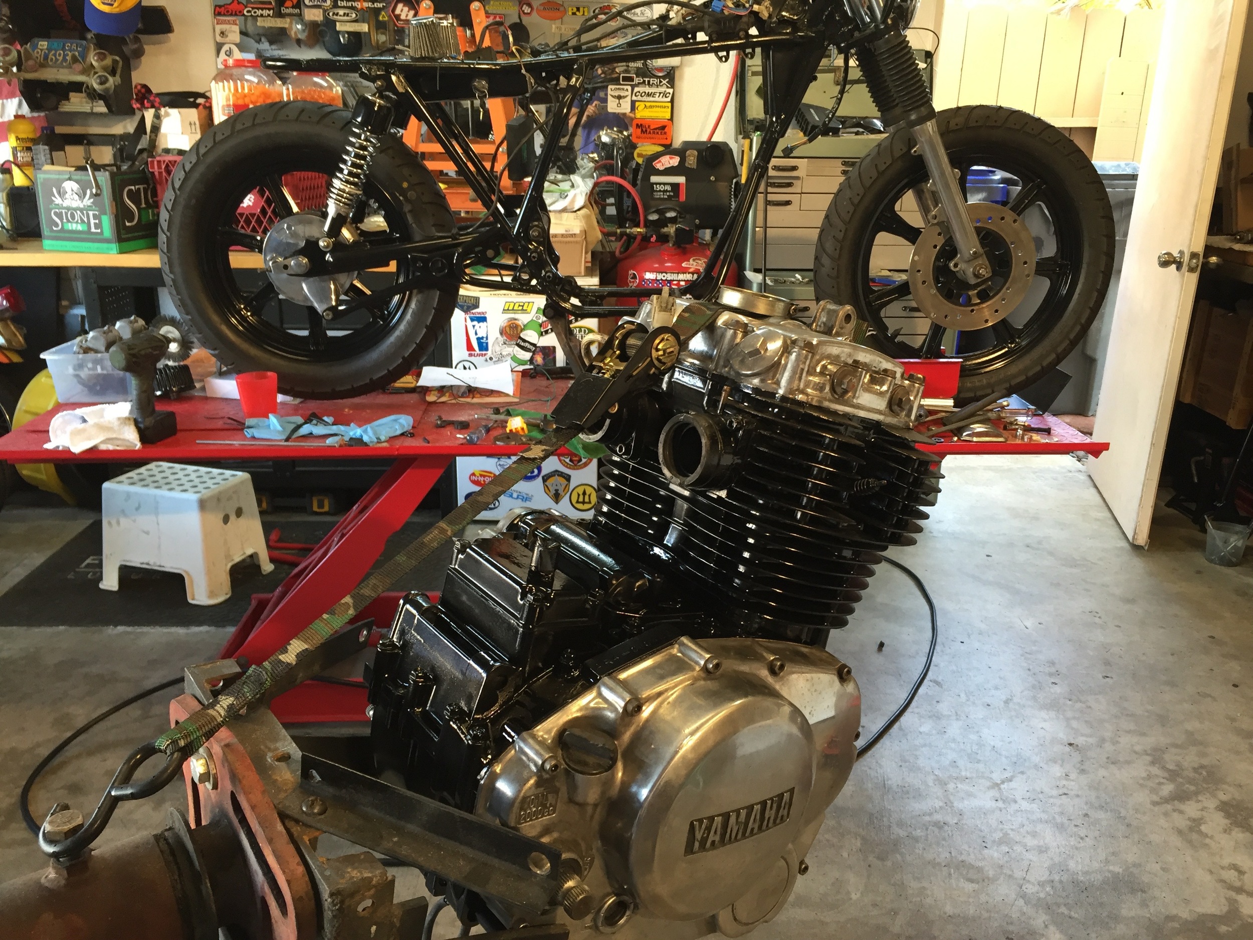 The previous owner had spend countless hours polishing these side cases and cam cover. The crankcase, however, was showing its age. We pulled the engine and coated what needed to be coated. We also polished the aluminum to a mirror finish.