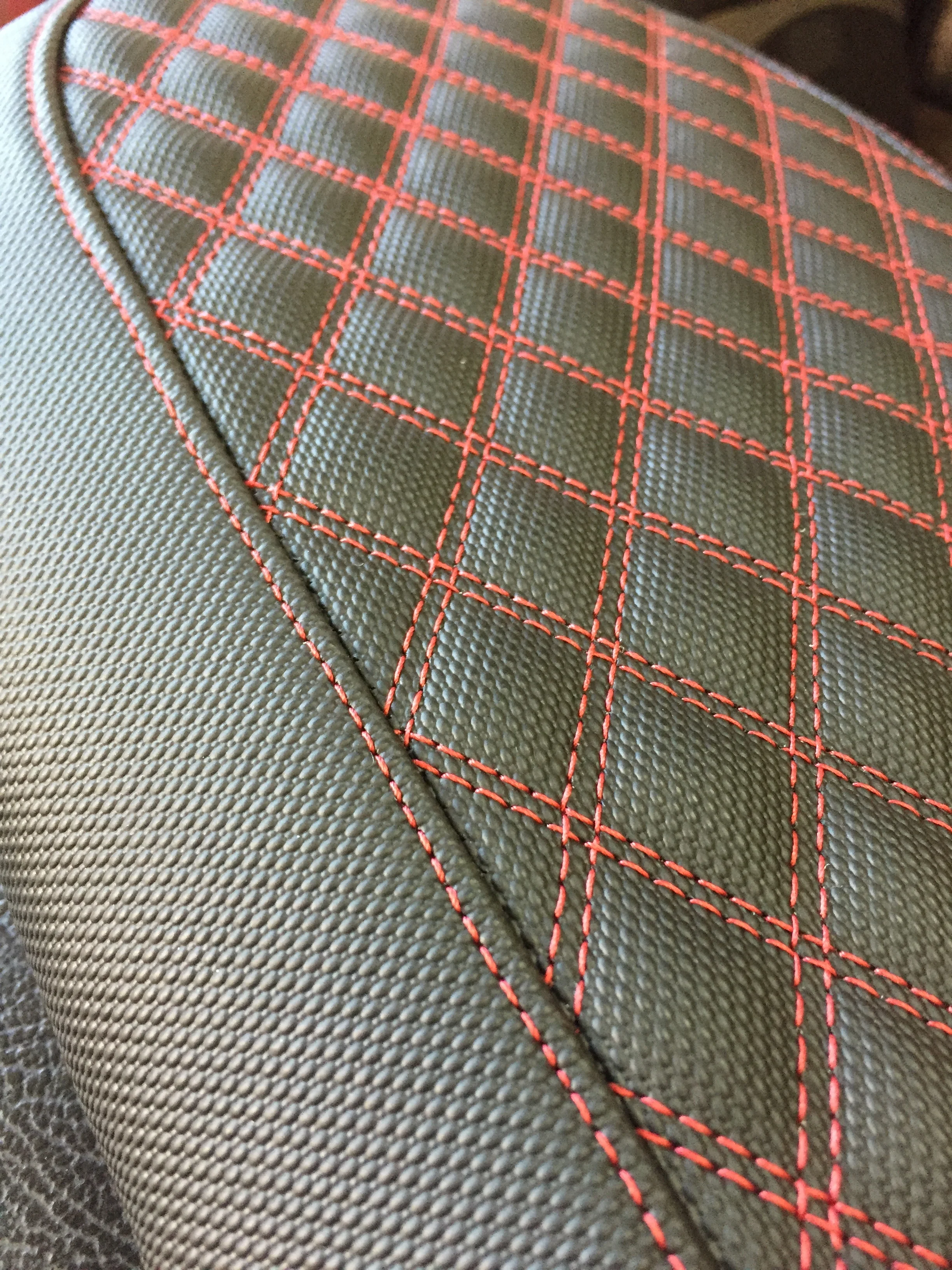  We typically use vinyl on our seats. &nbsp;This seat, however, will be exposed to soggy surf shorts and wetsuits. &nbsp;This material will be up for the challenge and looks killer with the contrasting stitching that matches the tank and the monoshoc