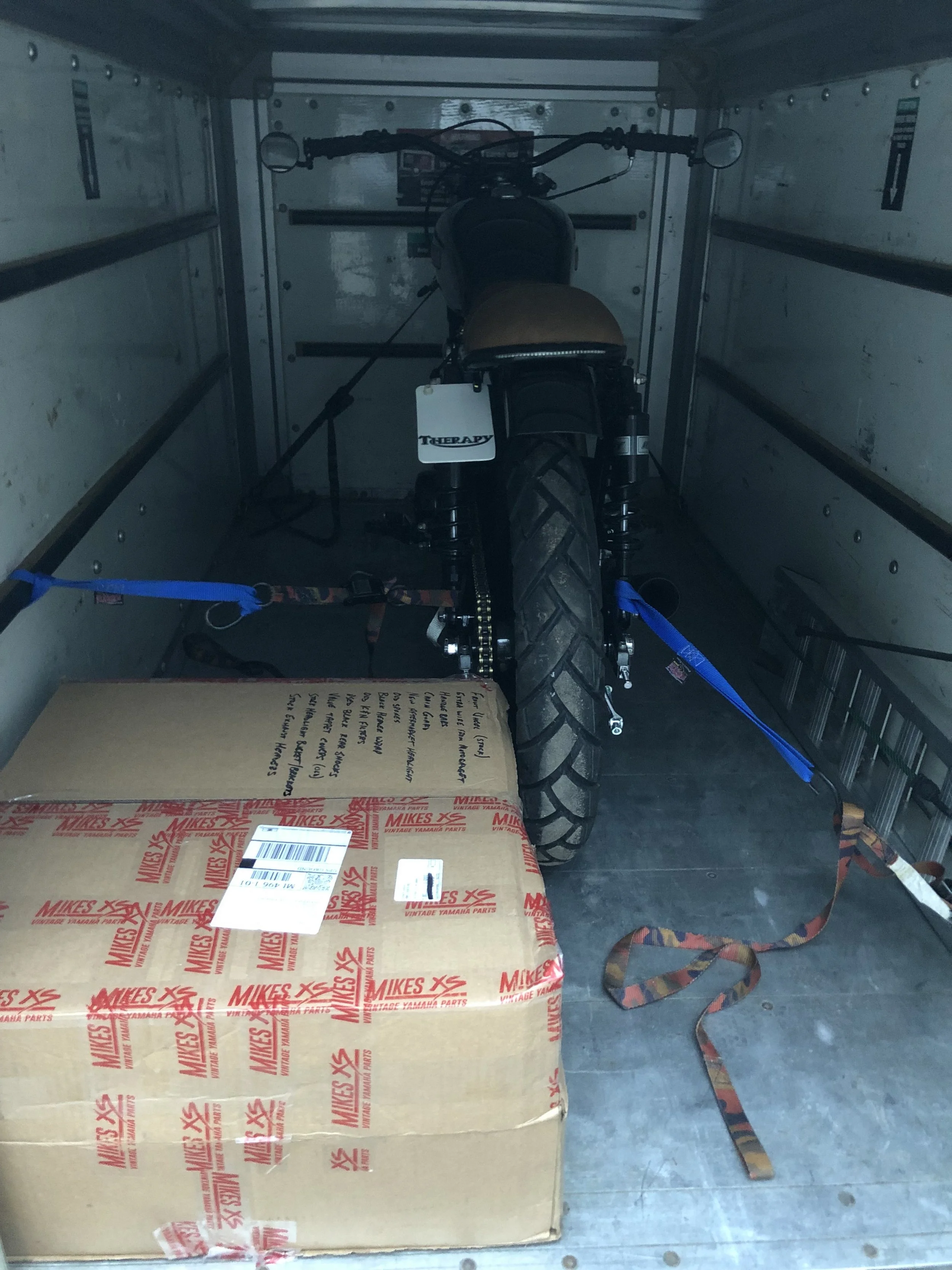 All loaded up. We delivered this bike to Maine.
