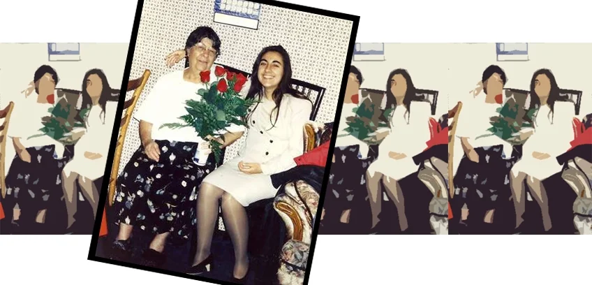The writer, Yuliana Delgado, with her maternal grandmother, Mother's Day, 1996