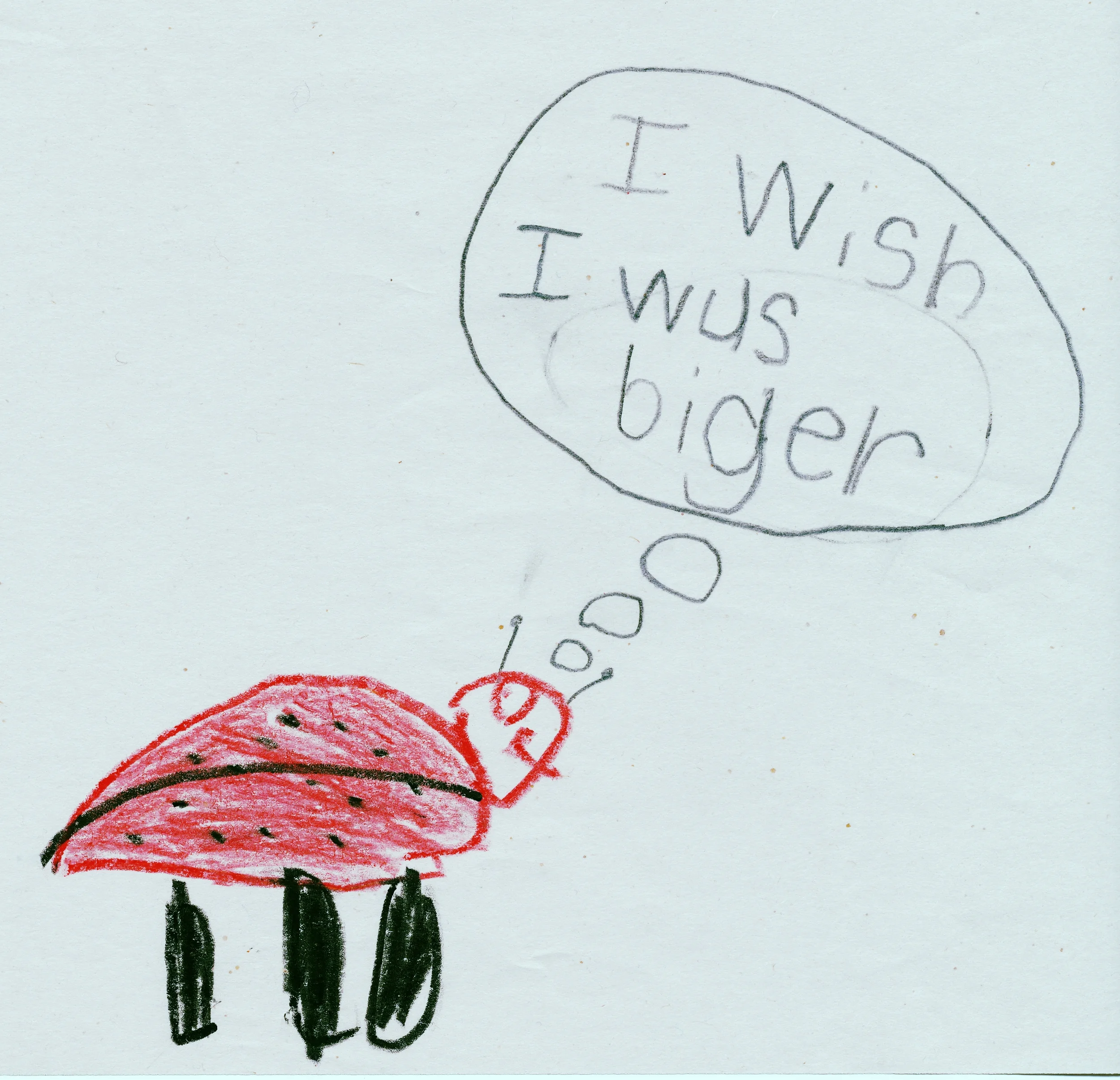 "Ladybug Dreaming," pencil and crayon on paper, by Vittorio, age 6