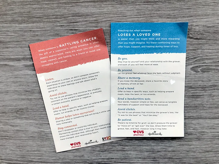 cards with advice for talking to someone who has lost a loved one and is grieving
