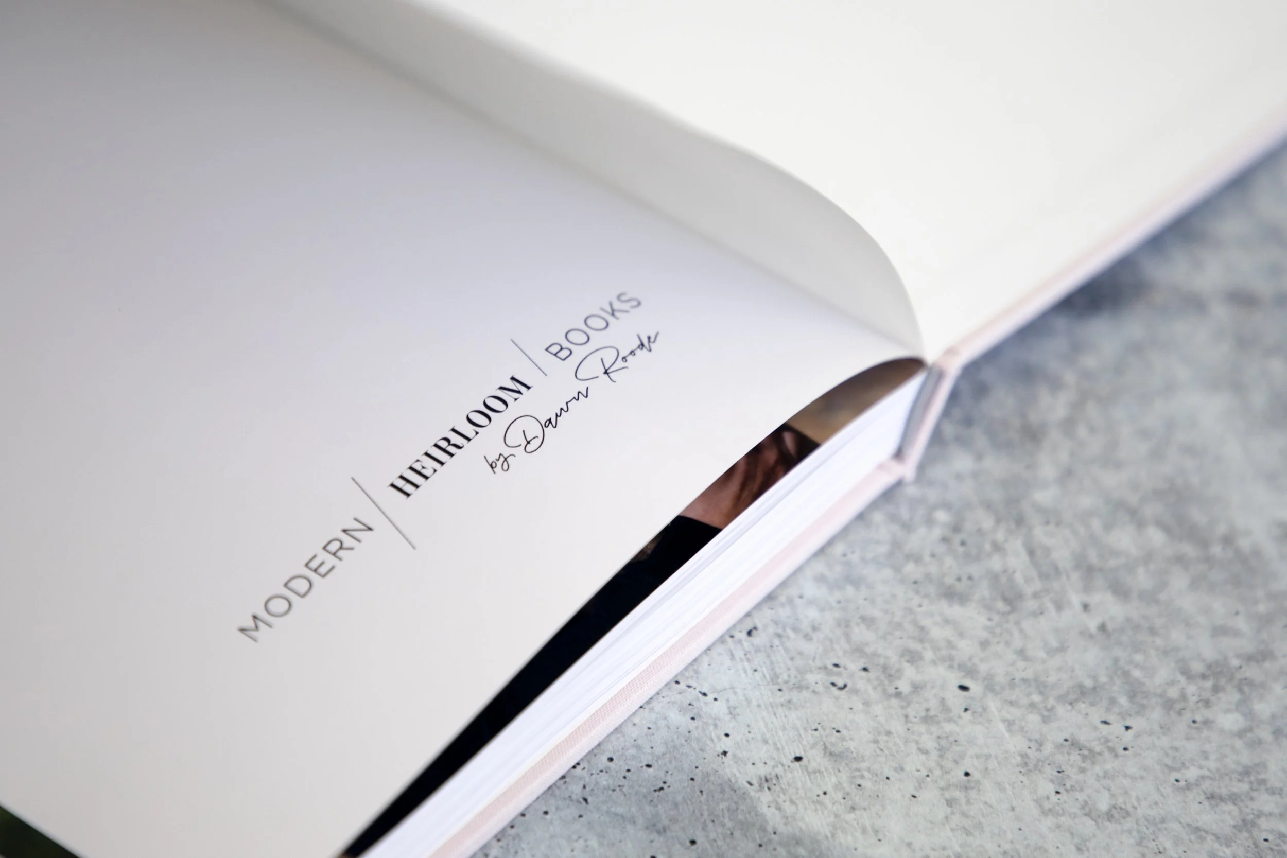 end page of a modern heirloom coffee table book showing company logo