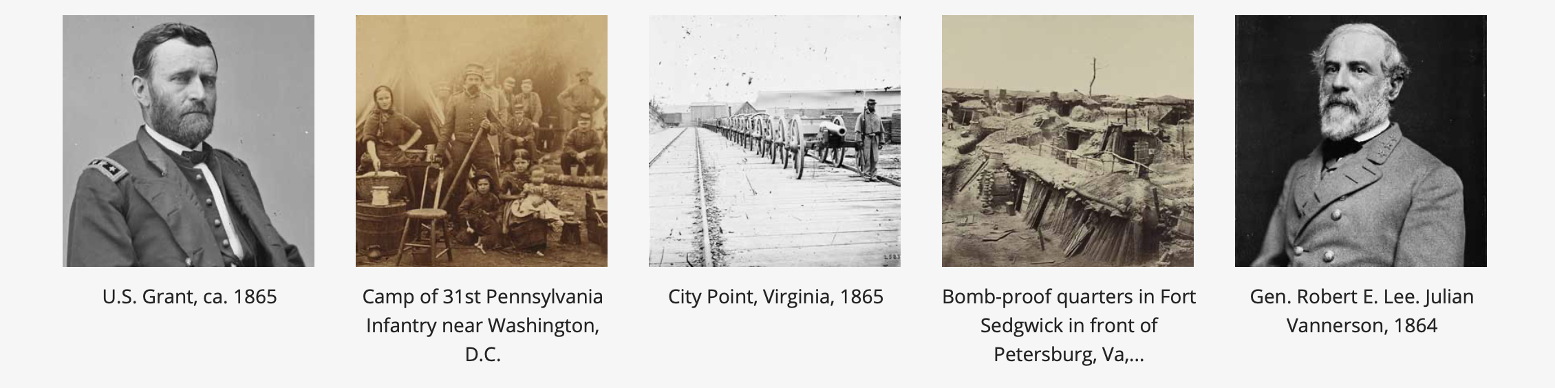 screenshot of the civil war photo collections from library of congress website