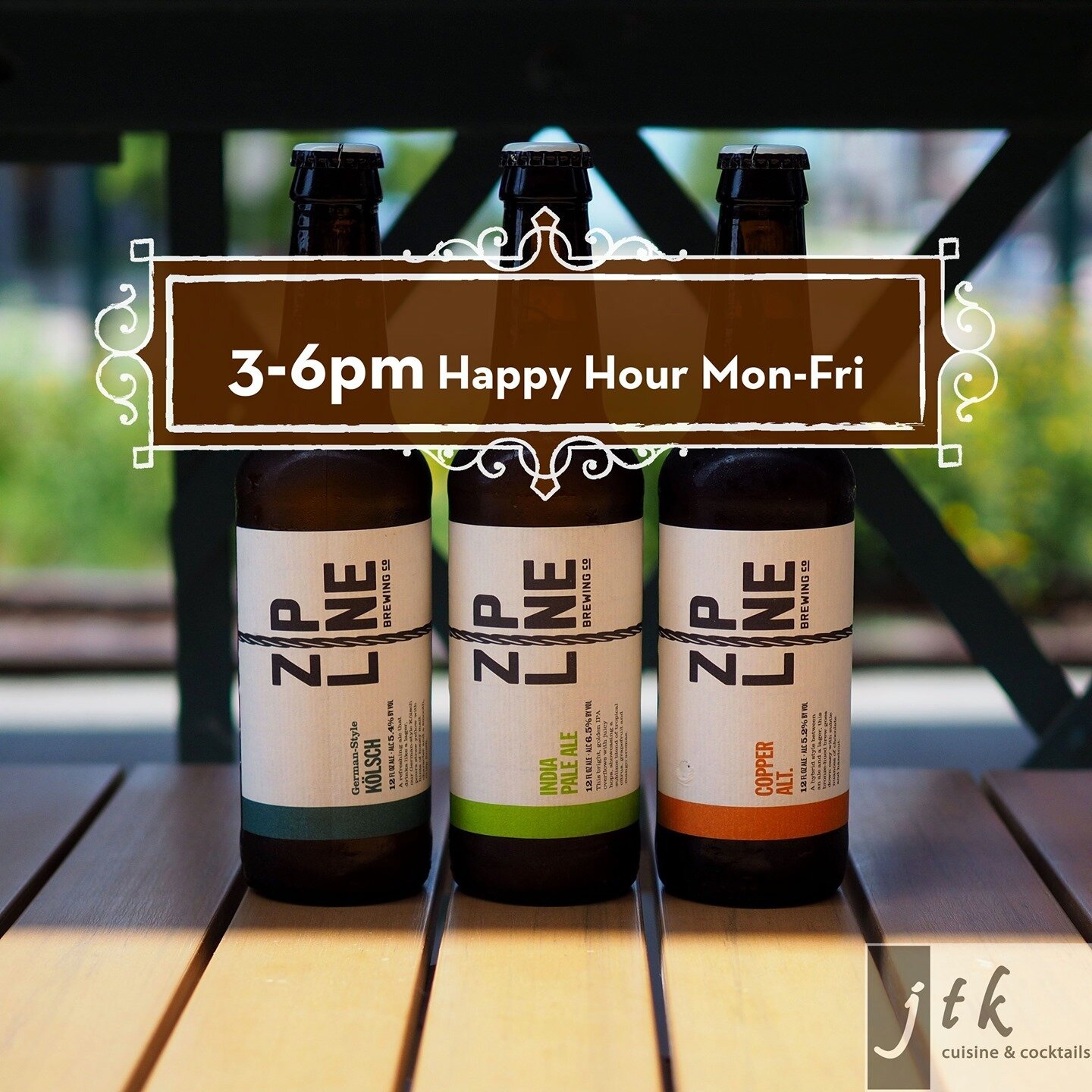 We've got Happy Hour until 6pm! Here's to the end of another work week! 🍻 ⠀
⠀
#jtklnk #downtownlincoln #mylnk #lincolnhaymarket #restaurant #beer #craftbeer #ziplinebeer #happyhour