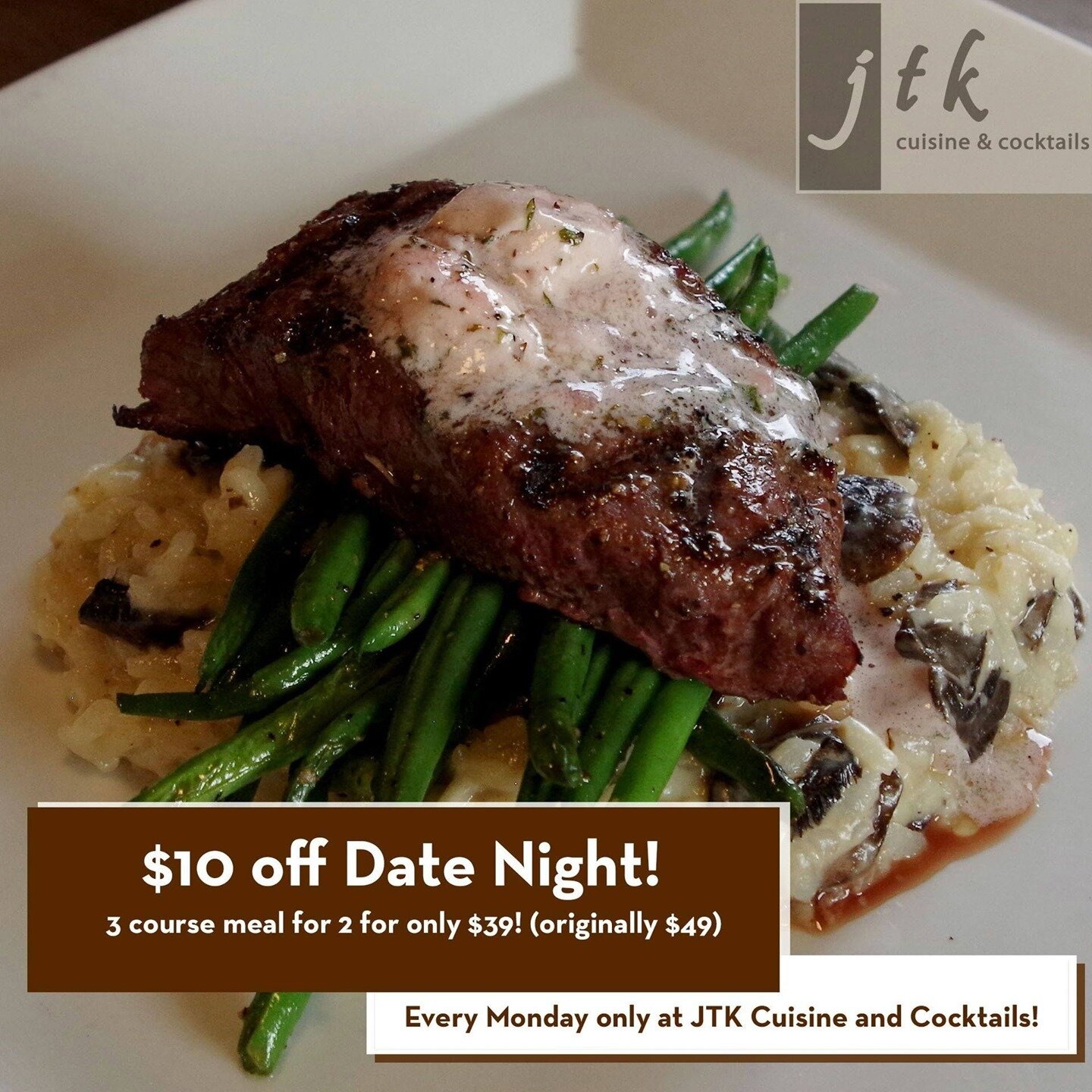 It's never too early in the week for a Date Night!⠀⠀⠀⠀
⠀⠀⠀⠀⠀⠀
Give us a call at 402.435.0161 to make your reservation or to place an order for pick up!⠀⠀⠀
⠀⠀⠀⠀⠀
#jtklnk #downtownlincoln #mylnk #lincolnhaymarket #haymarketlnk #restaurant #steak #flati