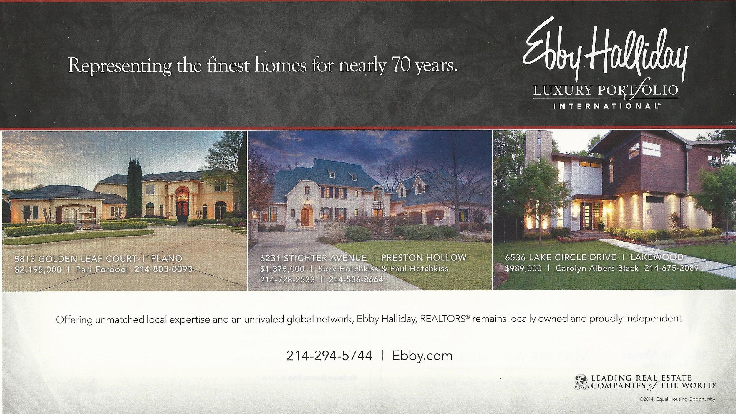 An advertisement that was featured in Grande Vie magazine featuring one of our listings. Our listing appears in the middle.