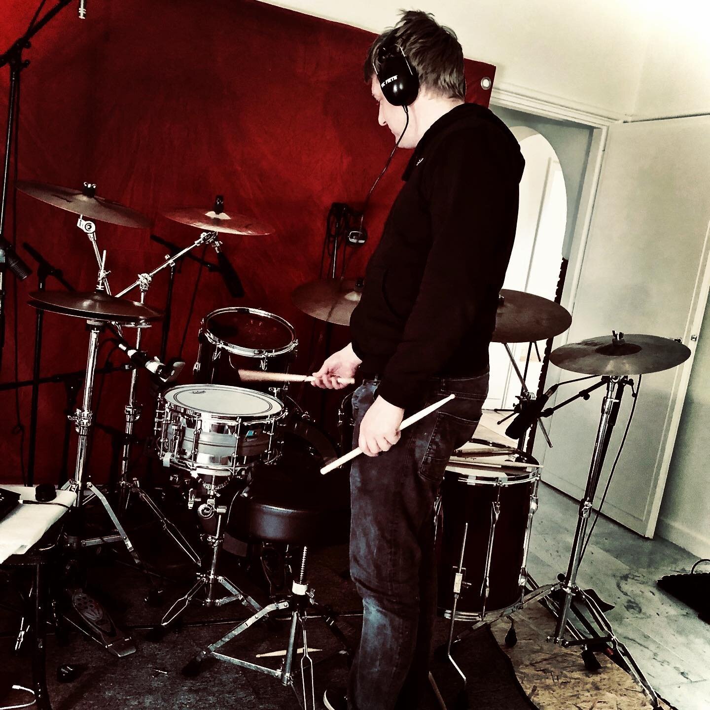#flashback 
Drum recordings of our upcoming single Wake UP!
Taken just after Steve&rsquo;s kit was miked. .
.
.
.
.
.
.
#newsingle #nemeseaofficial #steve #thedrums #loud #drumrecordings #wakeup #groningen #groningencity
