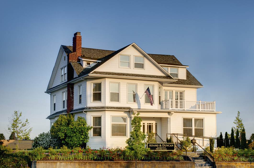 The historic Edwards House in Everett is home to the office of Adams & Duncan Lawyers.