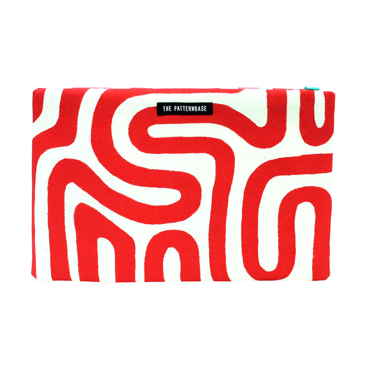 "Labyrinth (Red)" Hand-Painted Accessories Bag