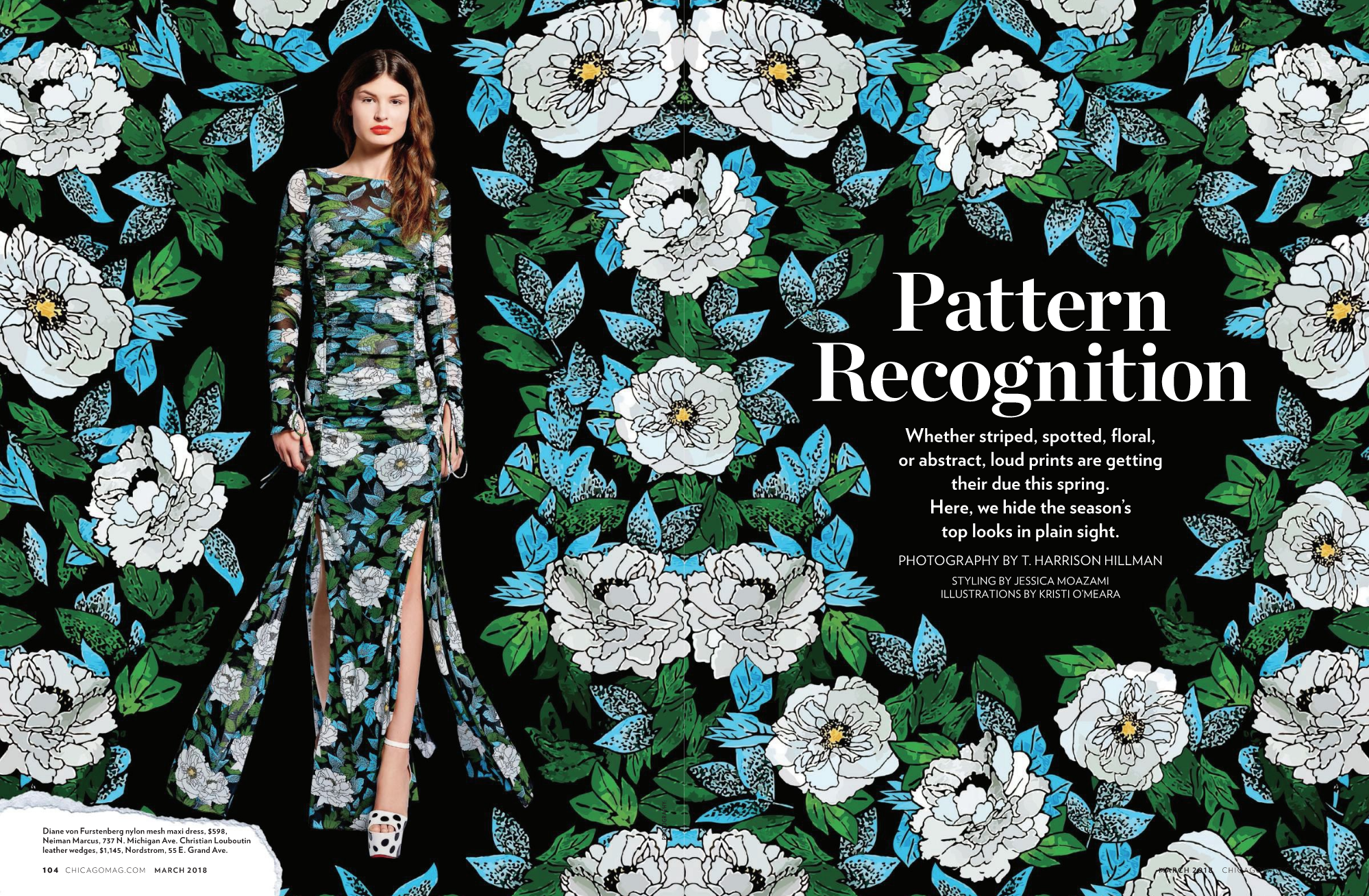 Editorial Illustration for Chicago Magazine 's March 2018 Issue, The Hidden City . Retrieved from http://www.chicagomag.com Illustrations: Kristi O'Meara . Photography: T. Harrison Hillman . Styling: Jessica Moazami . Model: Camille Berg .