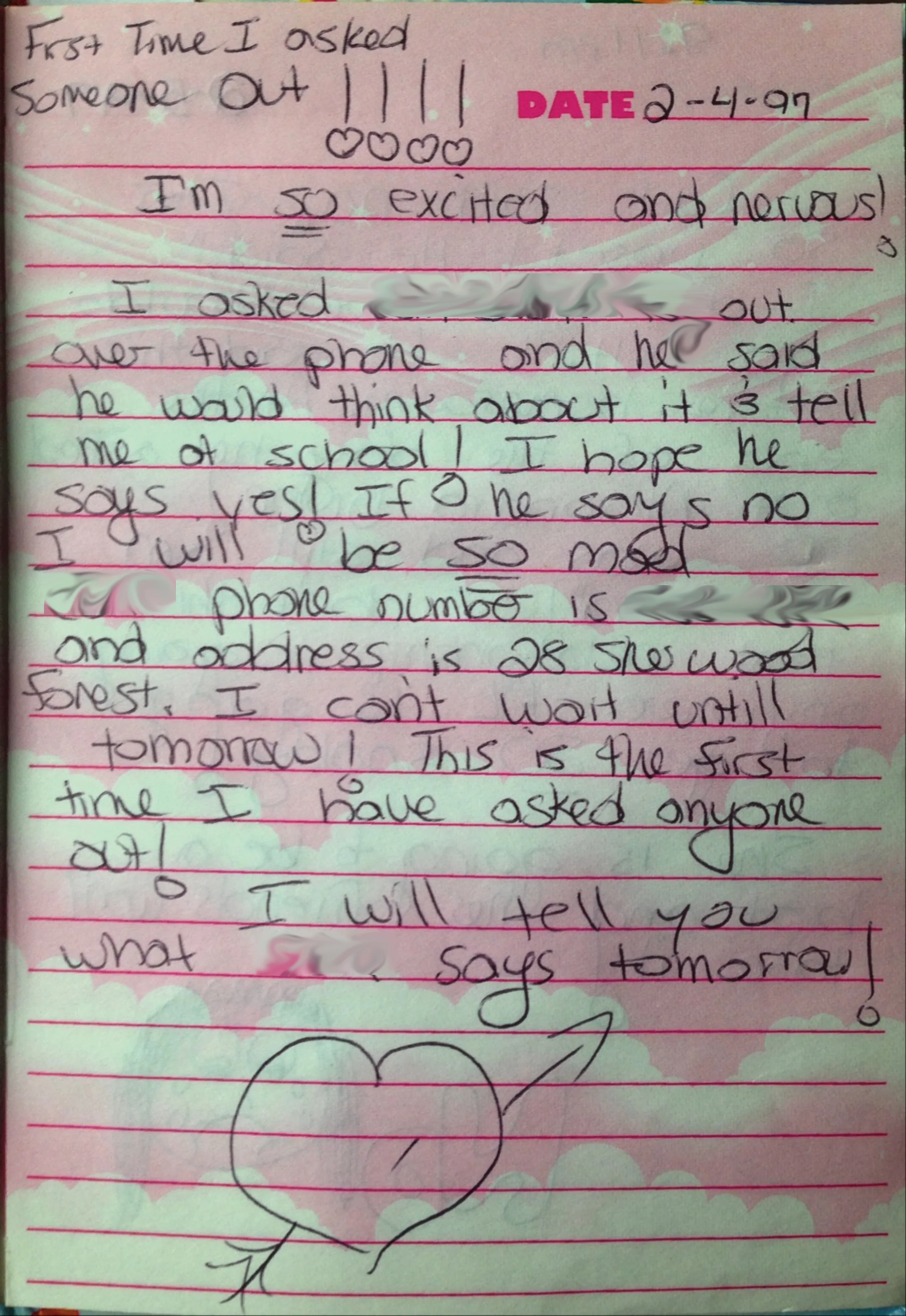 February 4-5, 1997 - Asking out a boy for the first time