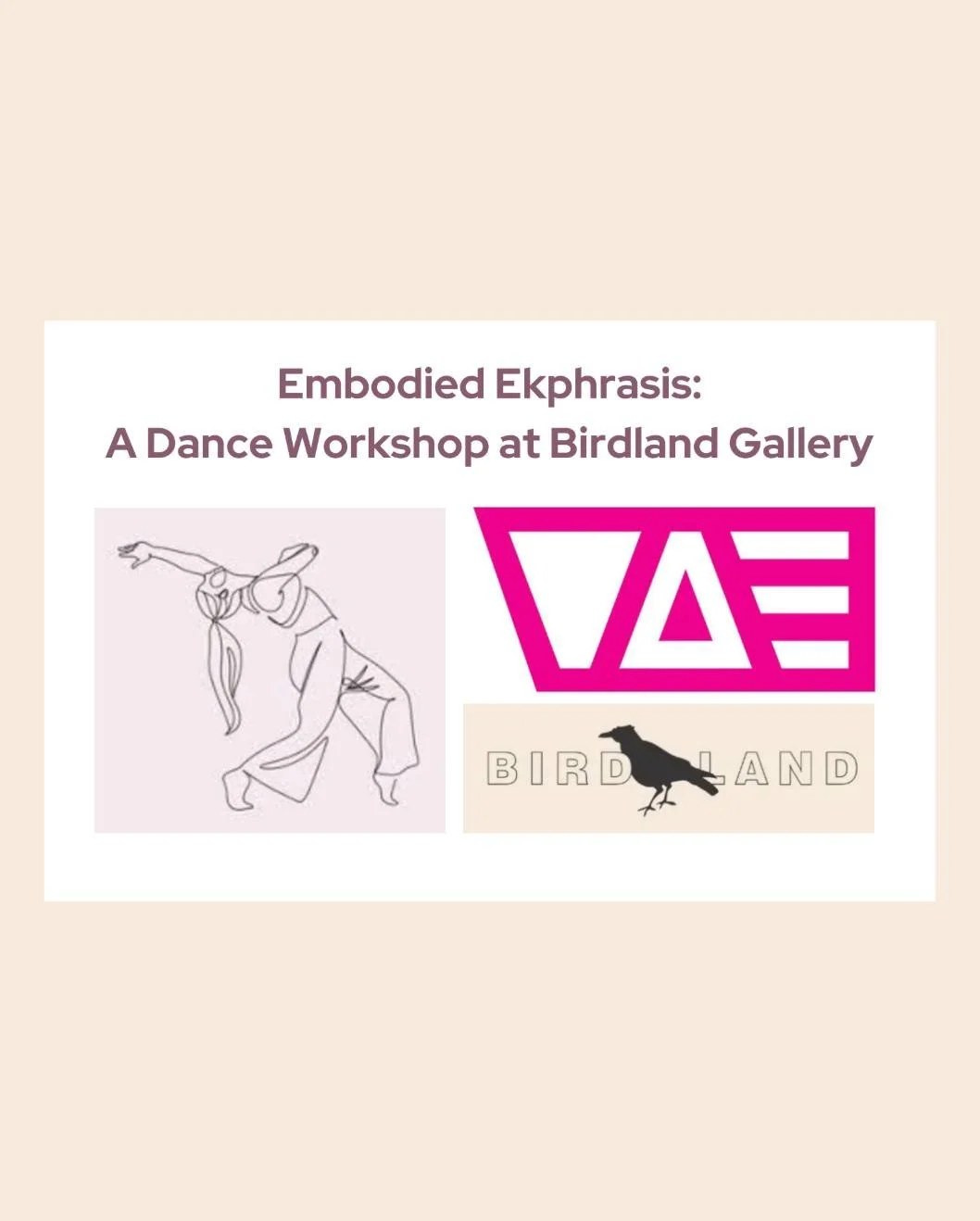 Join us for a dance workshop where we will choreograph movement in response to the art featured in the Birdland Flight Exhibition.

This workshop will open with a discussion on the concept how the concept of "ekphrasis" (creative writing as