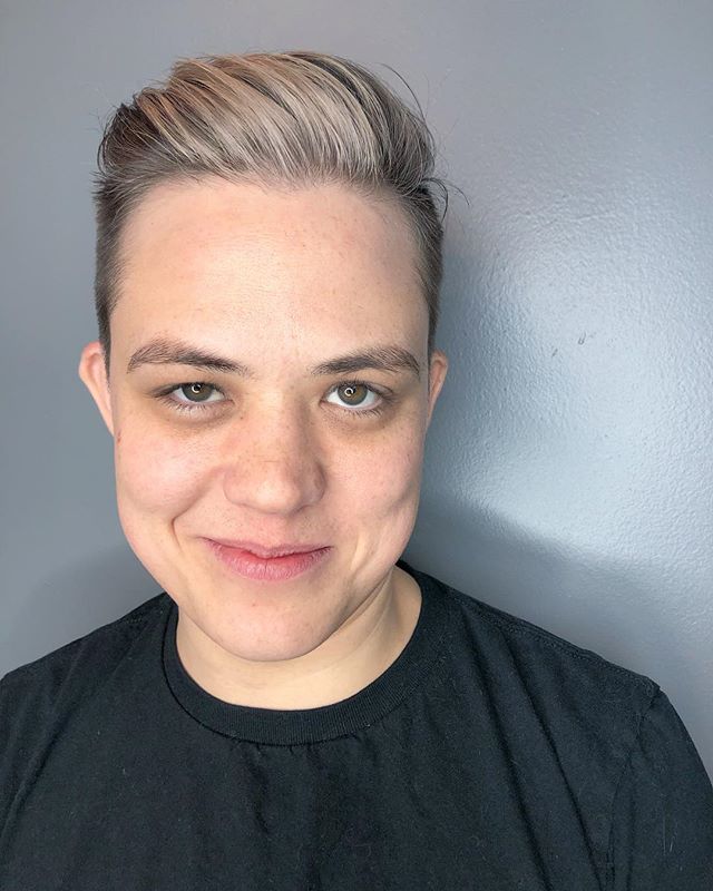 Congrats to Ian-Meredythe on being recognized for their efforts to get the state of Maine to add a non binary gender option on our state ids!! I had the pleasure of getting them ready for the Equality Maine gala/awards with this cut + color silver fo