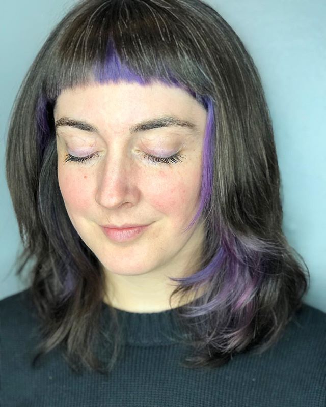 Sam is the sweetest with these little lilac accents💜 Painted with @evohair staino.
.
.
.
.
. 
#tashapaintedit #tashacutit #staino #evohair #portlandmaine #mainehairstylist #mainevividspecialist #mainehair #newenglandhair #hairbrained_official