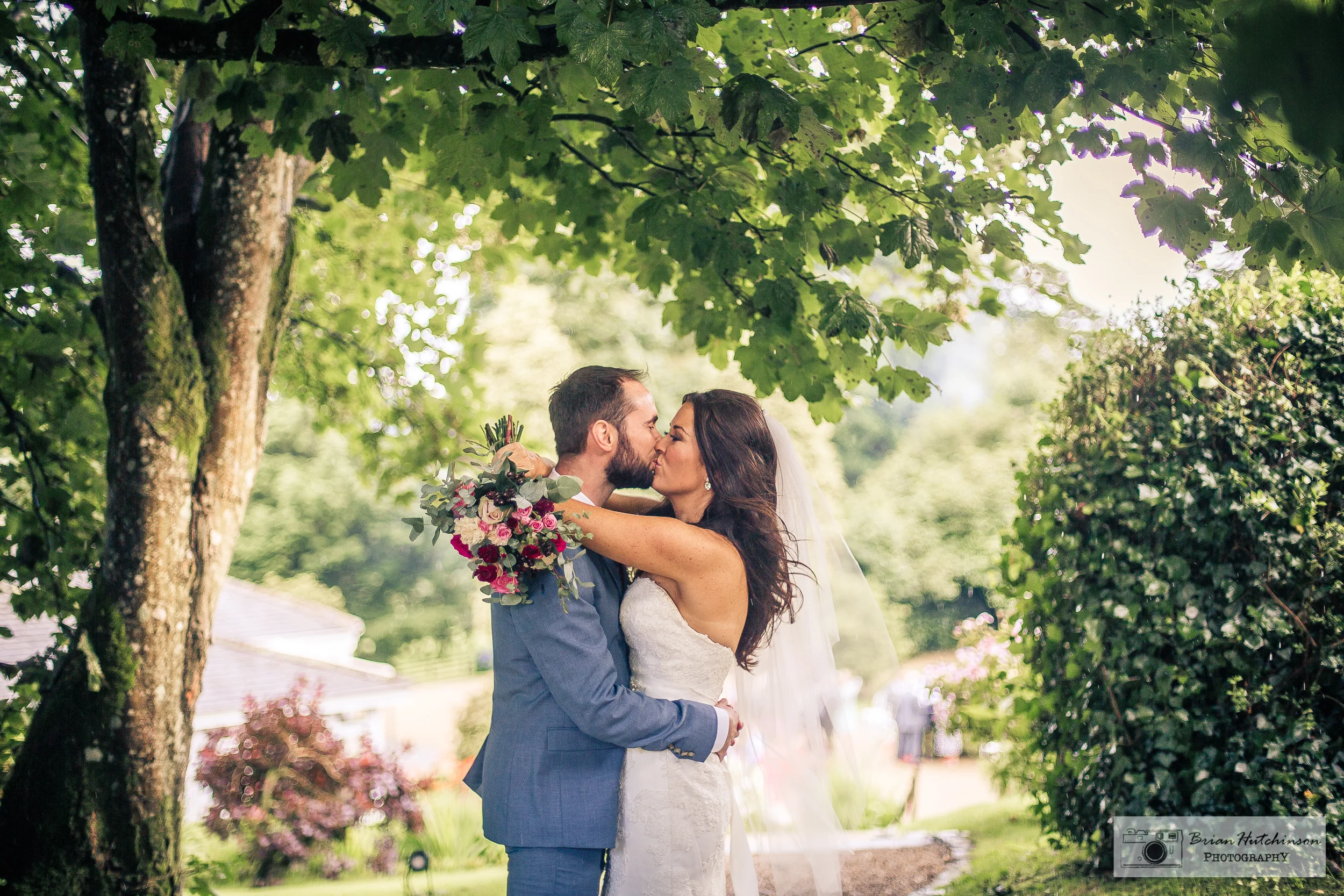 Bride and Groom Kiss at Ballybeg House Wicklow