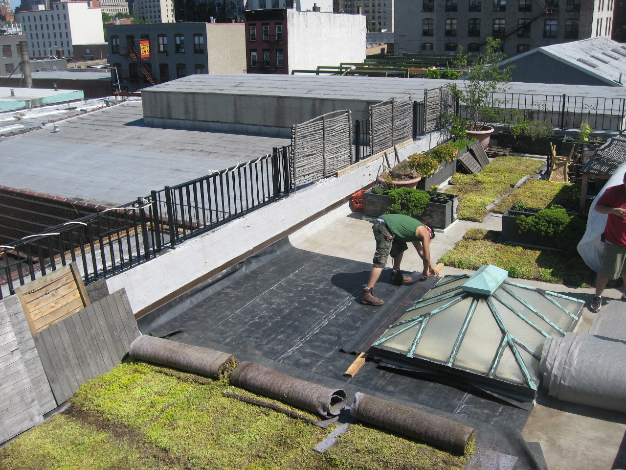 Located in the Gowanus neighborhood of Brooklyn, this project uses large, pre-grown mats of drought tolerant sedum.