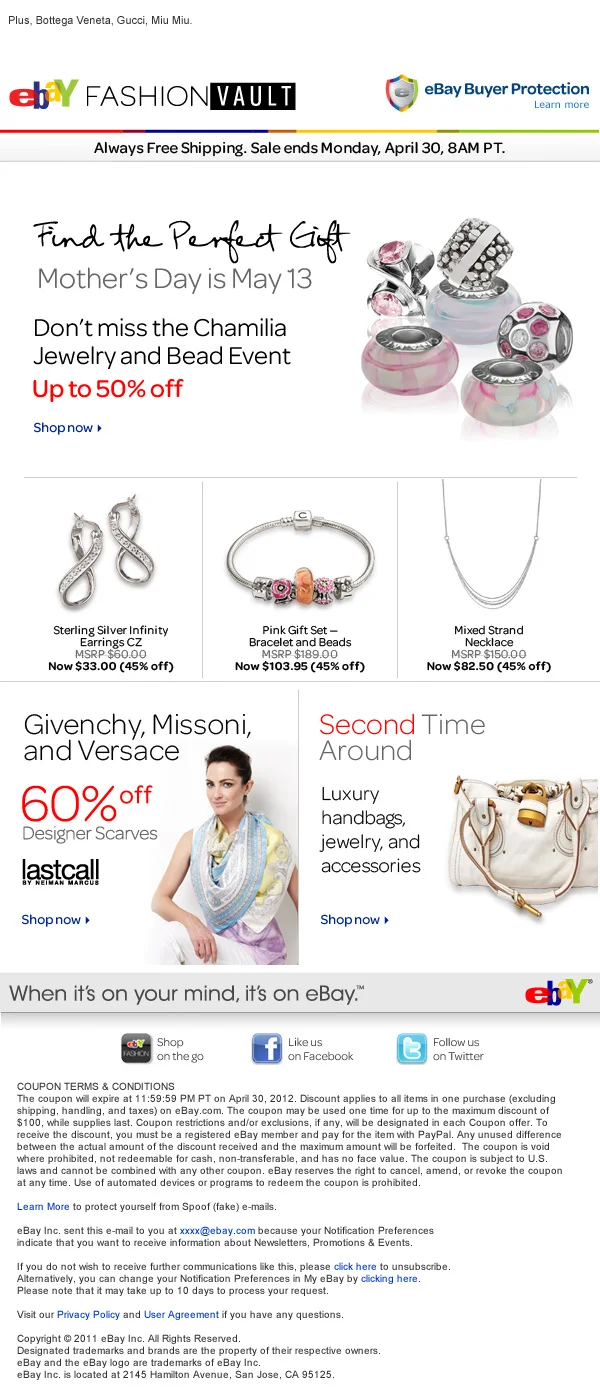 eBay FASHION Vault email