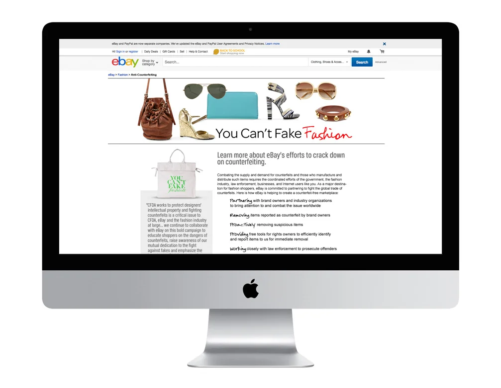 You Can't Fake Fashion AntiCounterfeiting Information Page