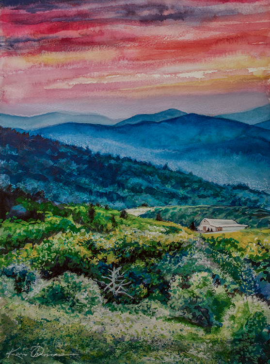 Overlook Barn- Banner Elk, NC • 12" x 15" • watercolor