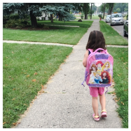 On our way to Kindergarten open house. 