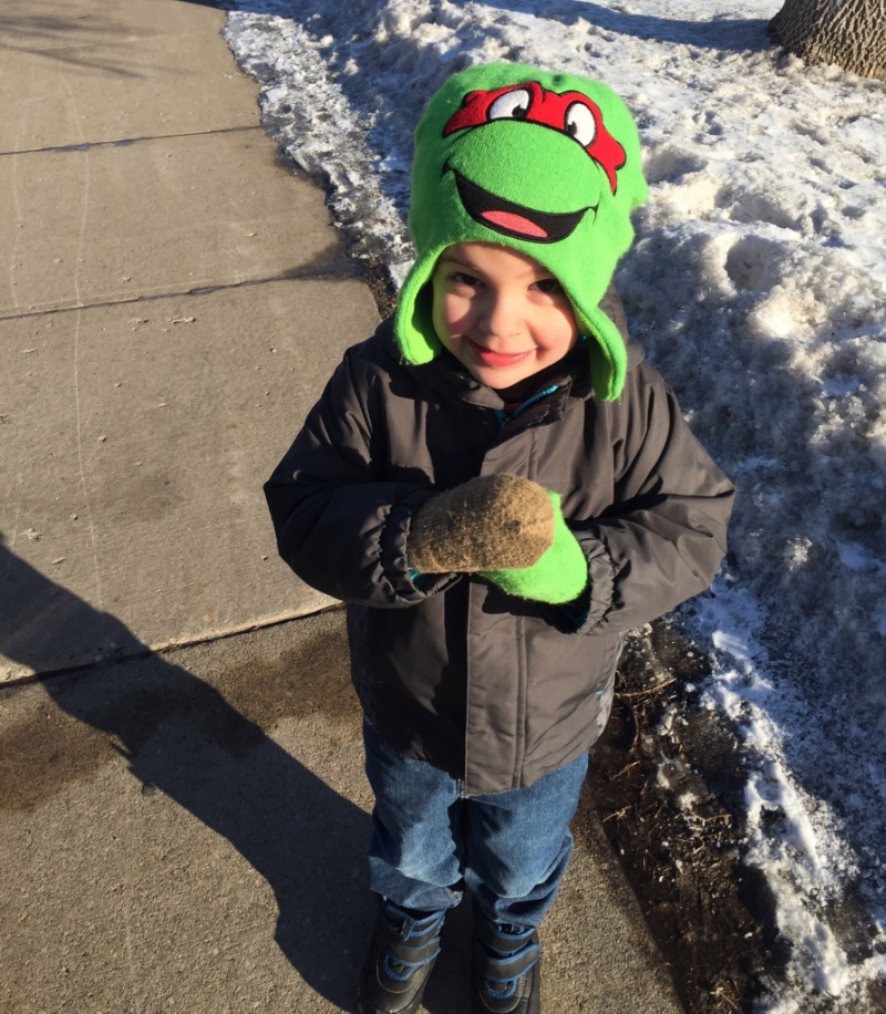 24 hours after "the incident." A happy boy walking his sister to school. 