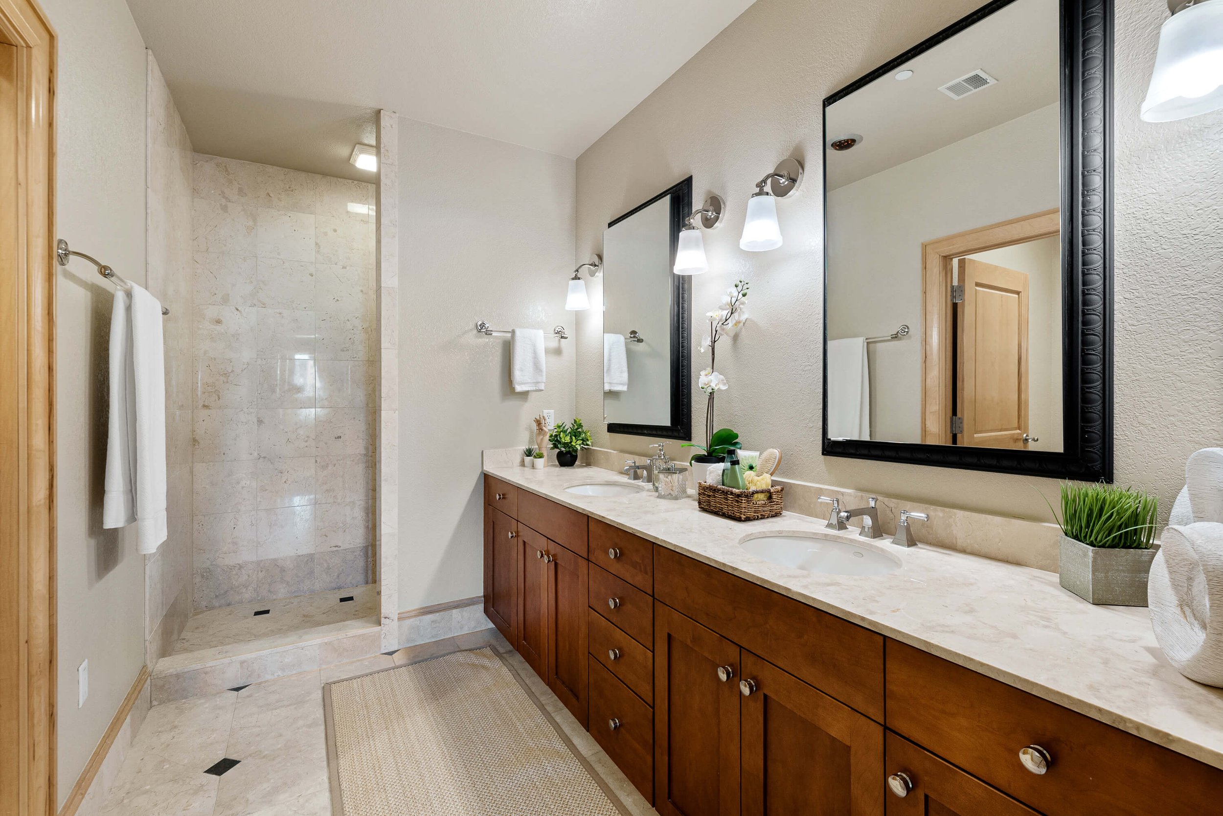 Marble Master Bath with Expanded Vanity