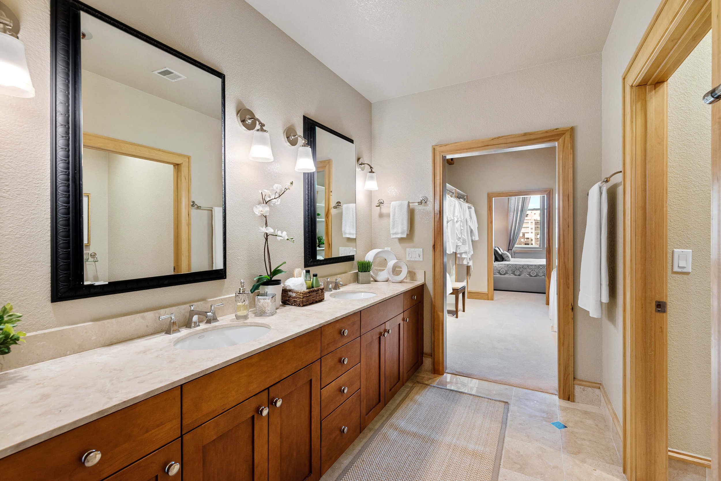 Marble Counters with Double Sinks