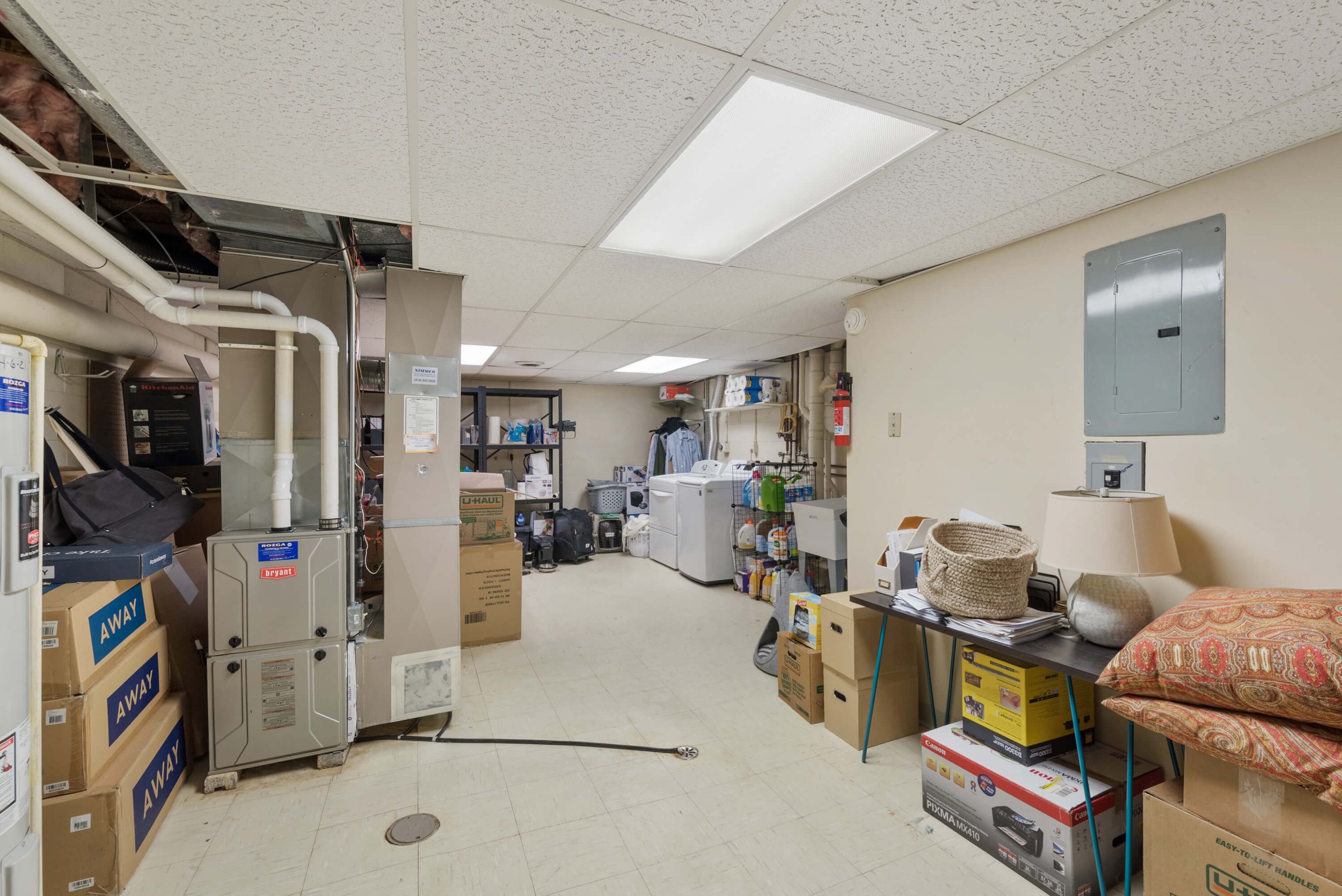 Lower Level Basement Storage and Laundry