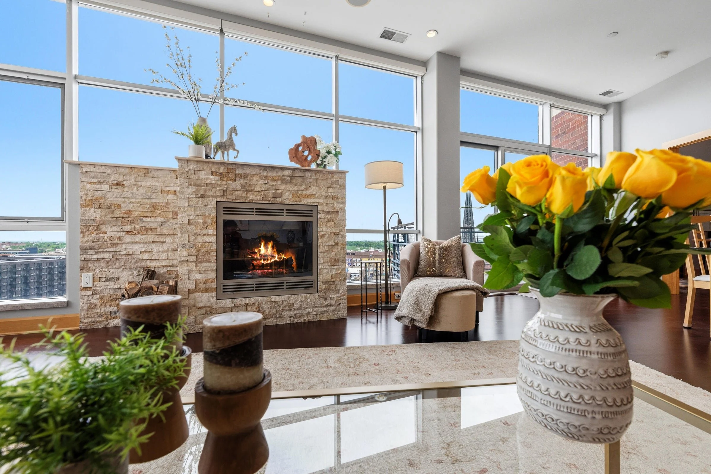 Stacked Stone Gas Fireplace