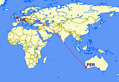PER-LHR, 17.5 hours in the air!