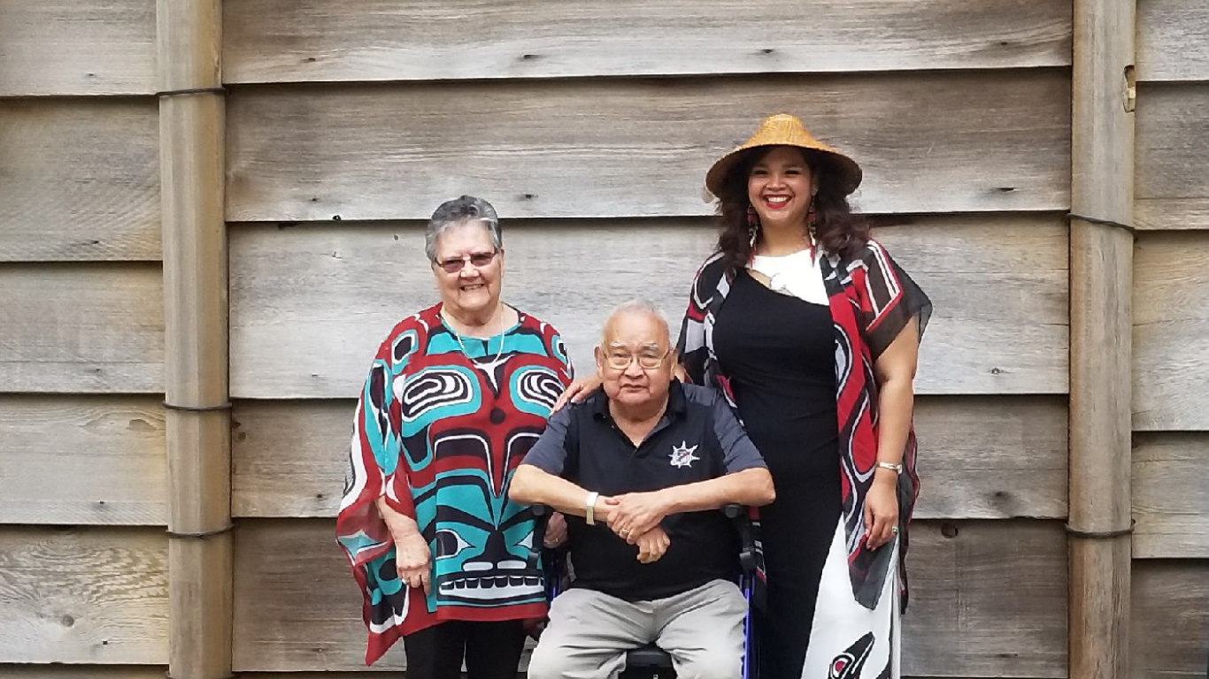 Sts'ailes Post Secondary Graduate Sica La Rochelle w/ sts'ailes elders and grandparents Shirley & Rudy Leon