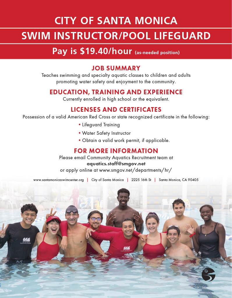 Become a Swim Instructor/Pool Lifeguard! Join our team! — Santa Monica Community Aquatics