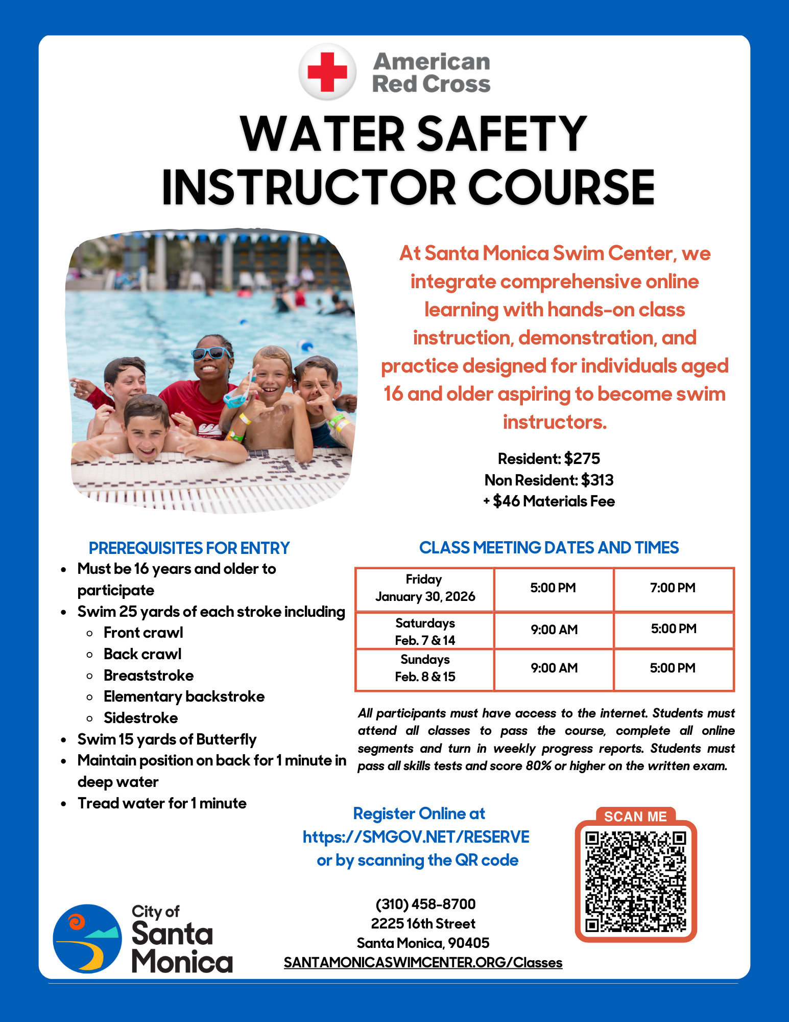 Water Safety Instructor Class (AGES 16+) starts Friday January 30th