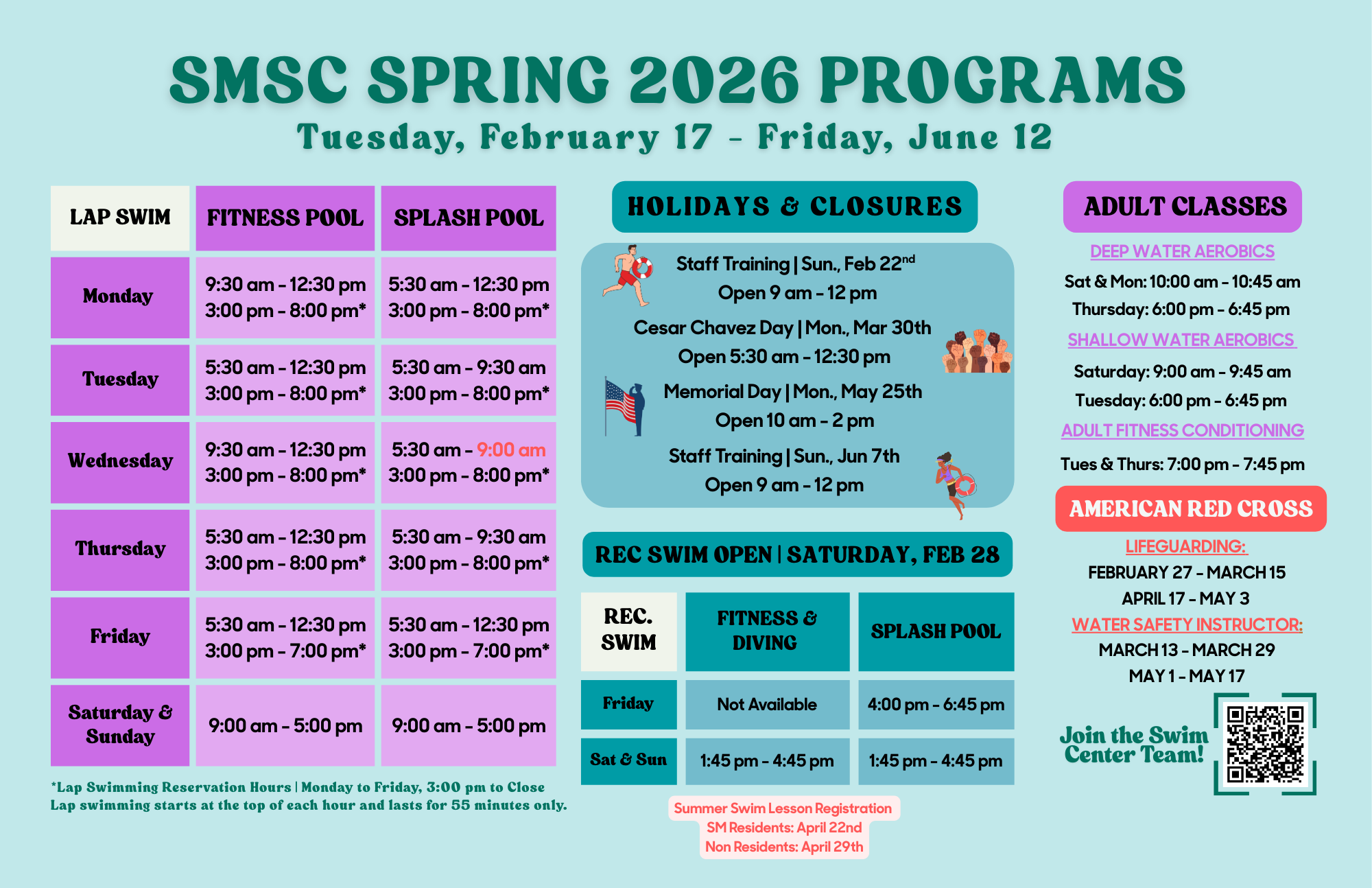 Santa Monica Swim Center Spring Hours Begin Tuesday February 17th!