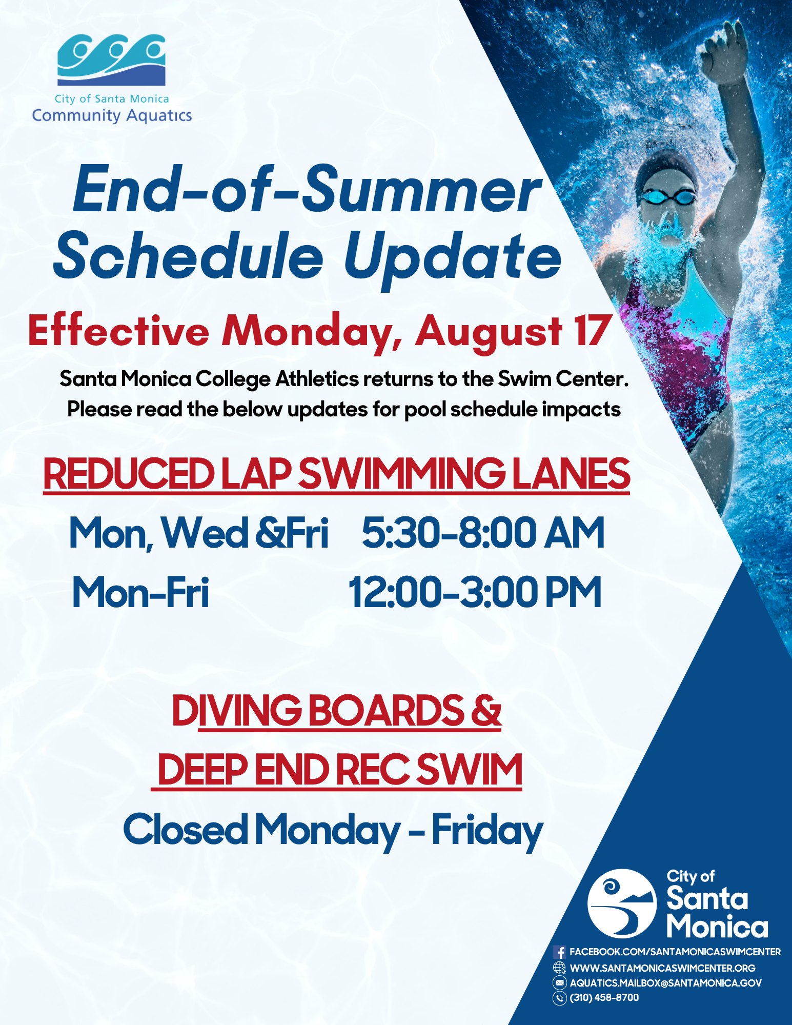 End of Summer Schedule Update August 17th
