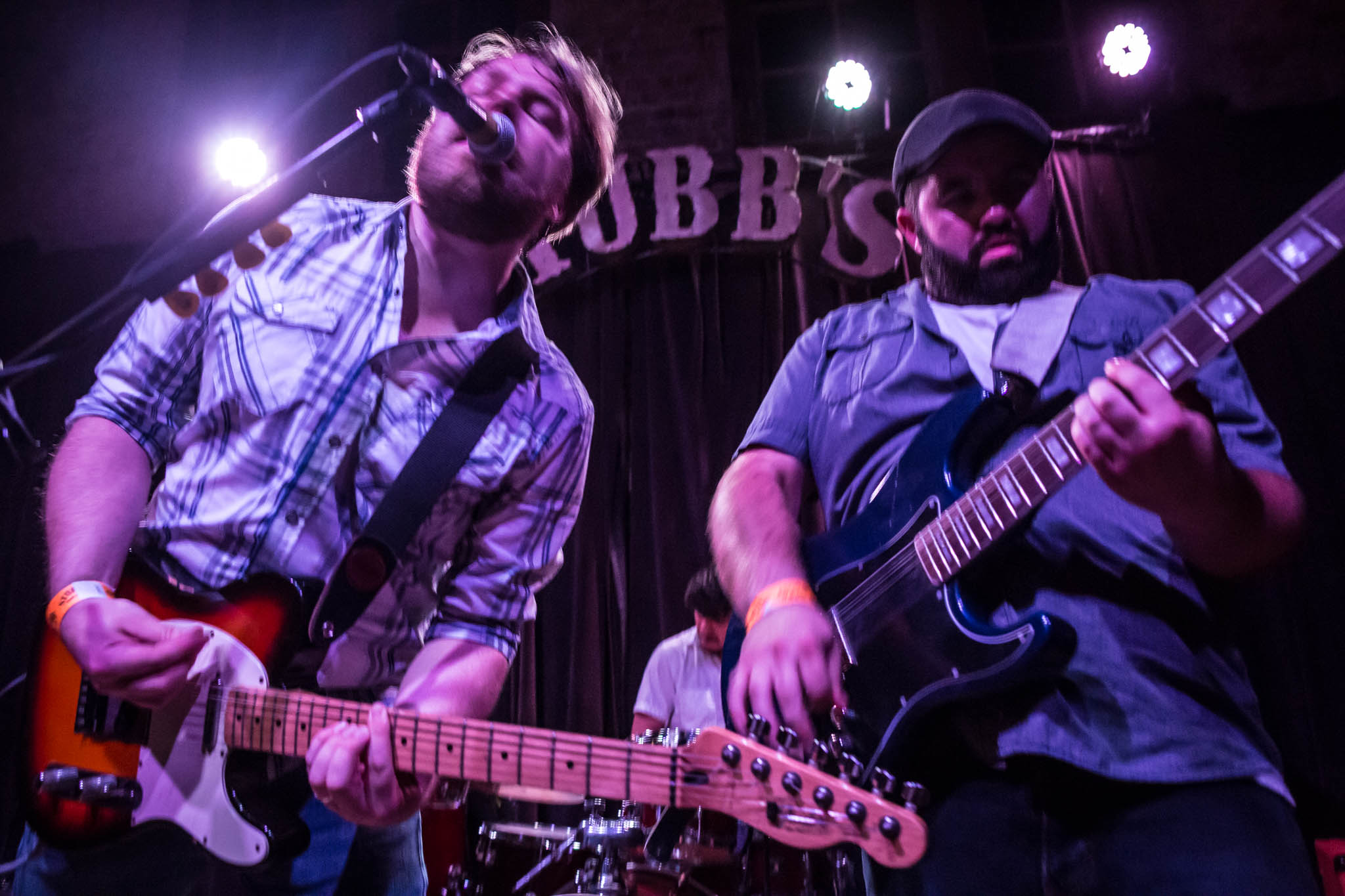 Derik and Brian during Fair City Fire's first Stubb's show