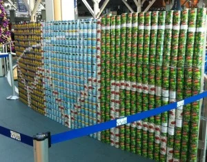 Vancouver Airport Authority's Engineering team created a can-sculpture out of 800 tin cans.