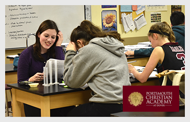 Portsmouth Christian Academy More>>> Year Established: 1979 Location: Dover, NH Type of School: Private HS. CO-ED Campus Size: 50 Acre Grades: Pre K-12 Teacher to Student Ratio: 1:9 Average Class Size: 14