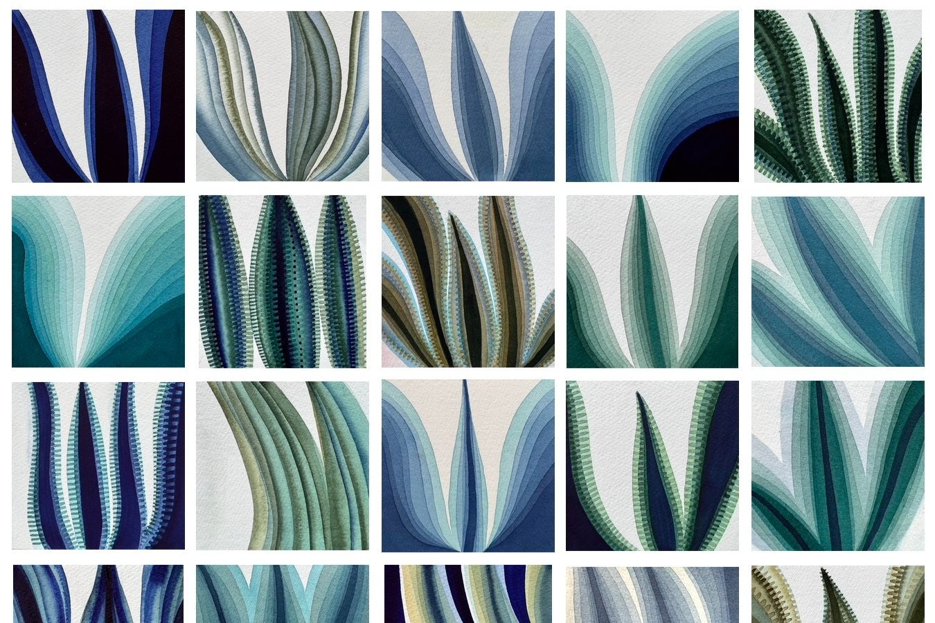 232835++SOLD-+BlueAgave+1-+25-+4+x+4+Agave+Watercolors+%245%2C000+Unframed.jpg