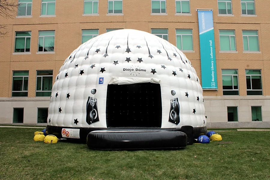 Get ready for the next ultimate dance party! This is the dance party the lets you do more than dance...bouncing is encouraged! Our 25' x 25' Disco Dome accommodates up to 15 adults at a time and comes complete with interior strobe lights, sound system and an unforgettable experience! People Per Hour: 90+ Power Requirement: (2) 20 AMPS Set-up Time: 2 Hours Space Required: 25’ x 25’ x 25’ 