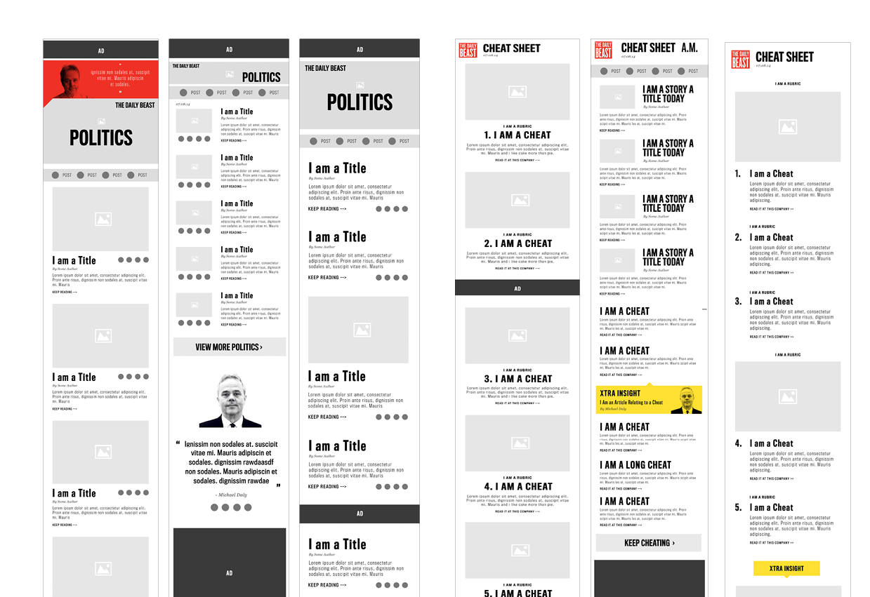 Mobile wireframes