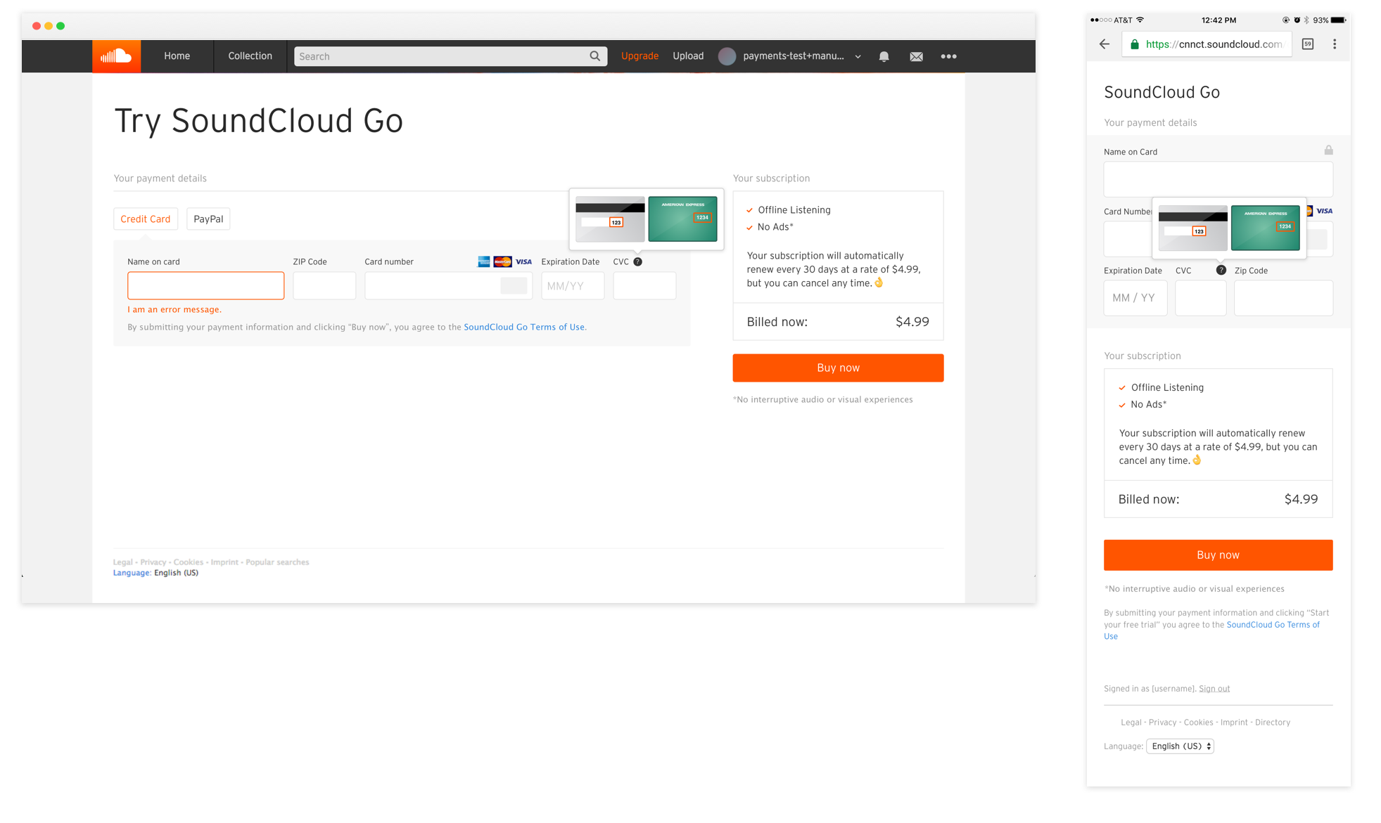 Web checkout form updates