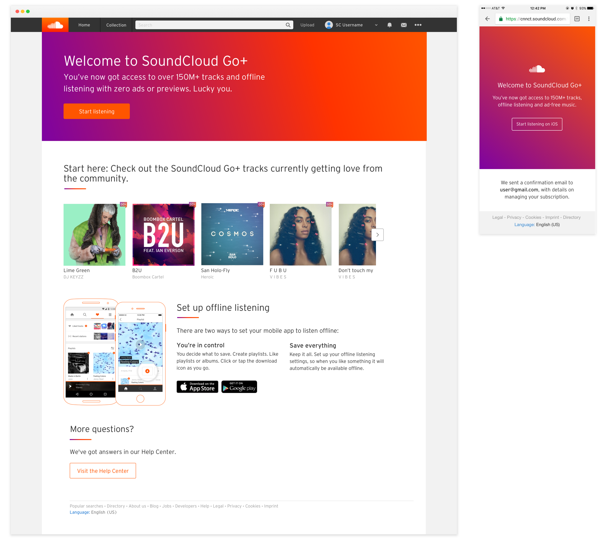 Web confirmation page