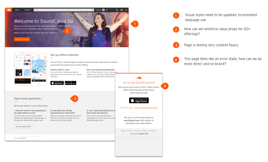 Previous confirmation page design