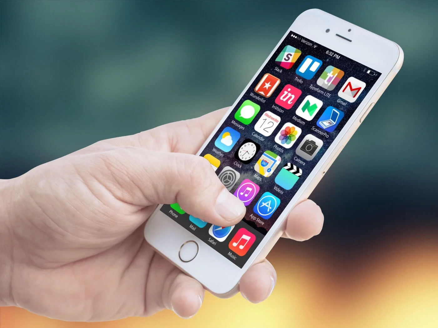 Person using iPhone and selecting apps on screen