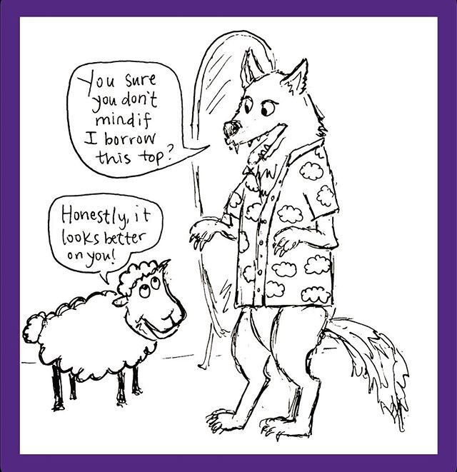 Courtesy of @myqkaplan &lsquo;s brain and my fingers 💓✨
.

#wolfinsheepsclothing #getit?#ididntwanttoinsultyourintelligencebycaptioningit #quarantoon #quarantine #cartoon #collaboration #ideasex #wolf #sheep #cutetop