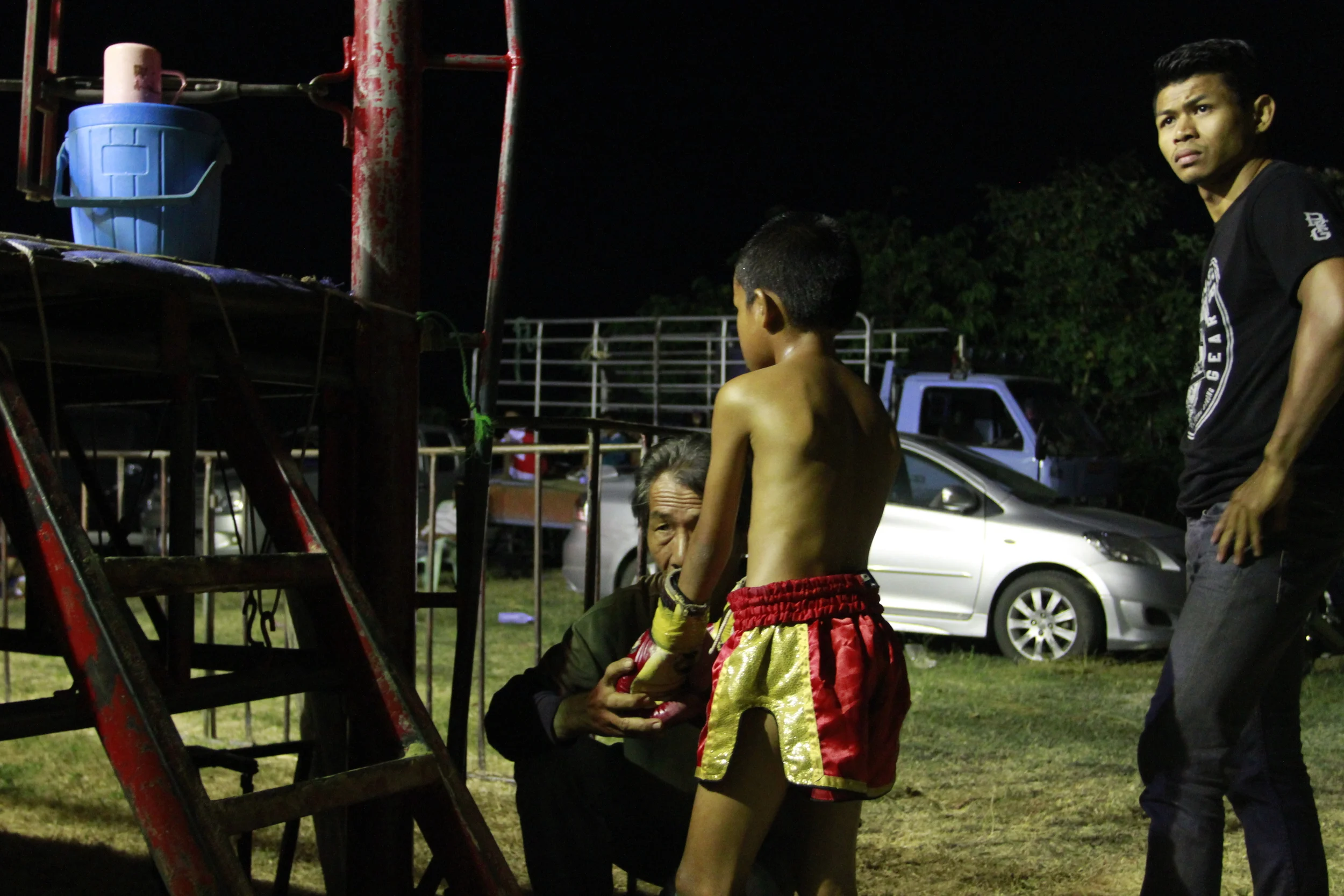 bpaet recieving a blessing just moments before stepping into the ring for the second time in two days