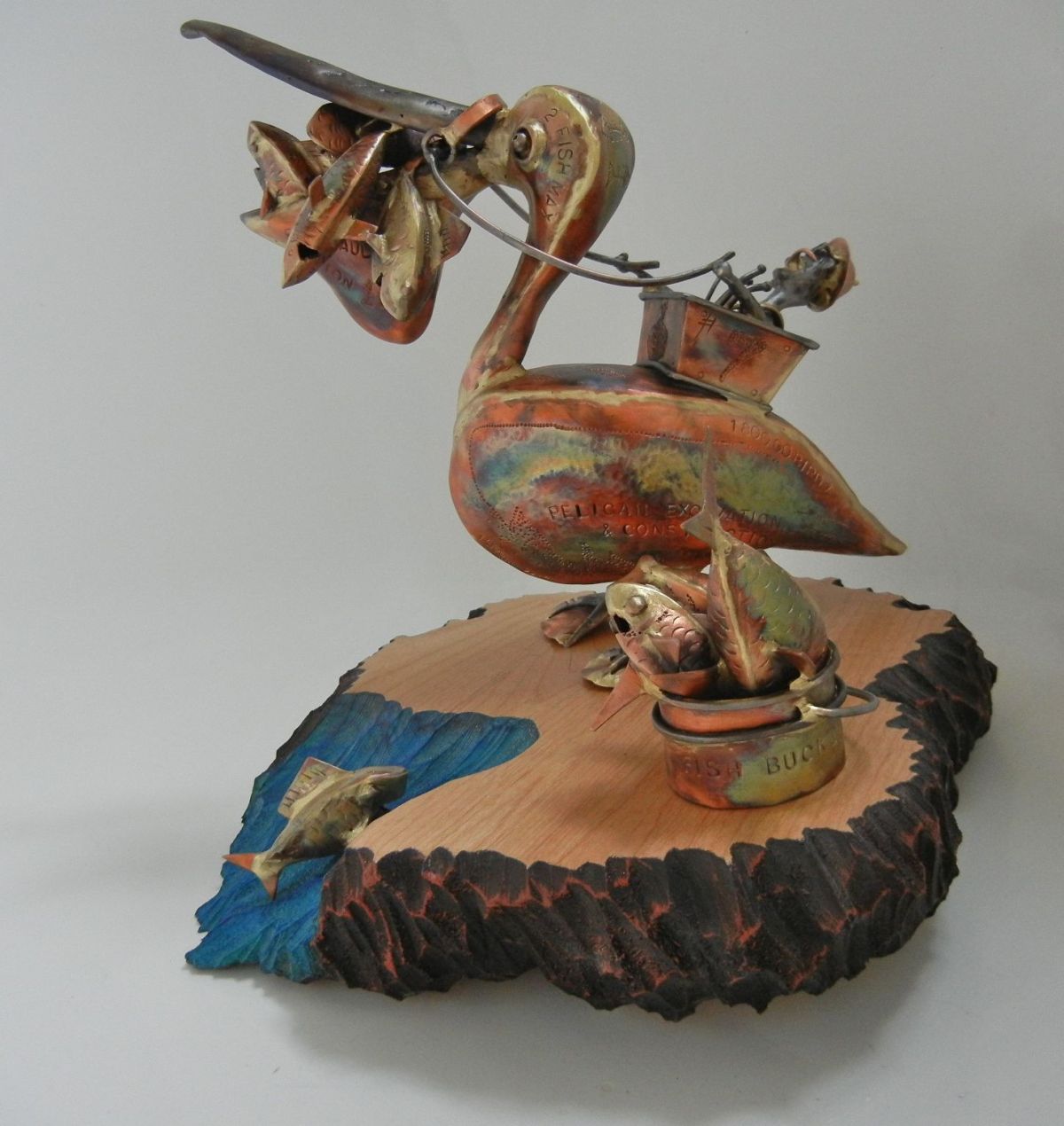 Copper, Steel, Ash wood & acrylic paint were used