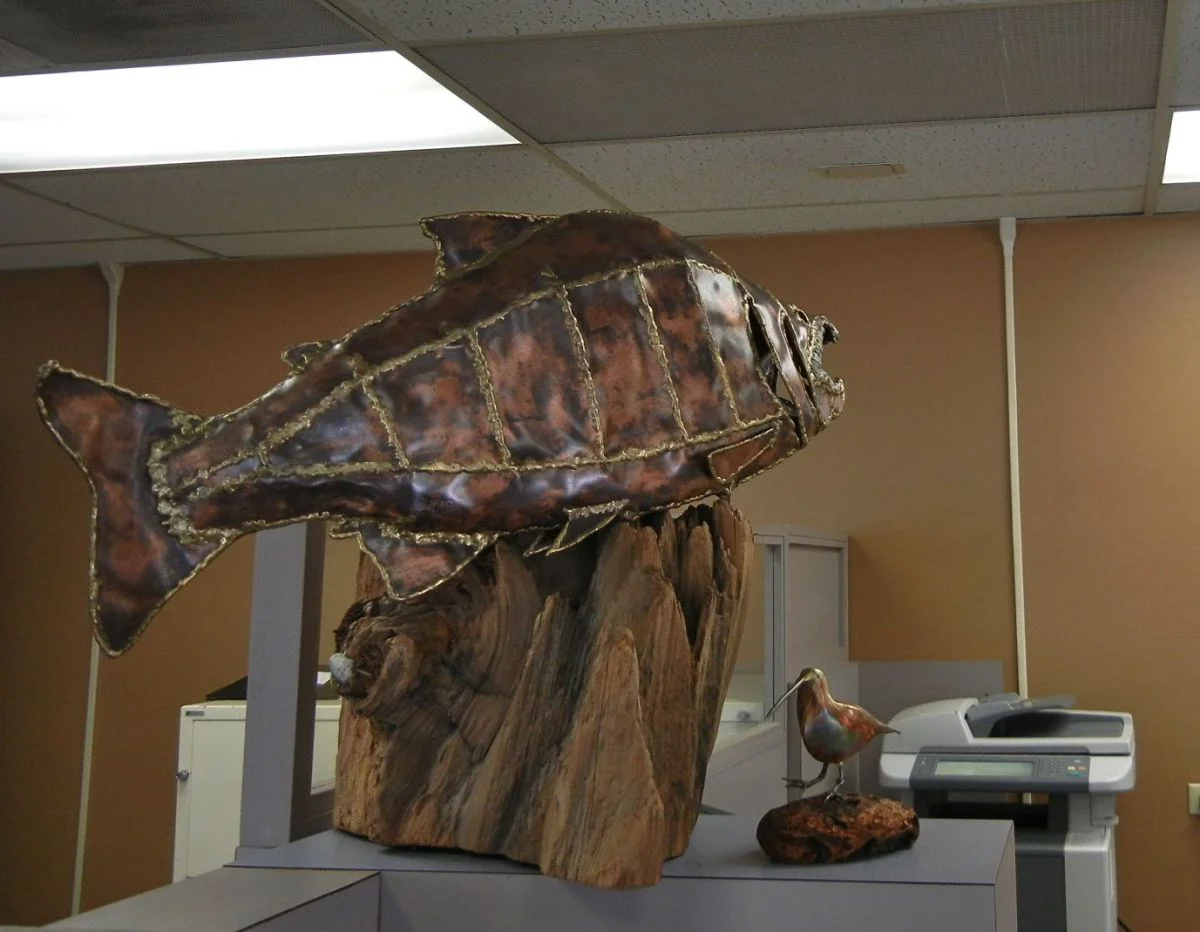 Life sized copper salmon, circa 1996 - NFS